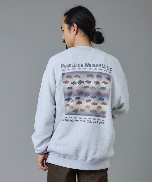 PENDLETON(ペンドルトン)の「PENDLETON/ペンドルトン フレンチ テリー バック プリント スウェット(スウェット・メンズ・ライトグレー/ライトブルー/ブラック/アイボリー・SMALL/MEDIUM/LARGE)」の10枚目の写真
