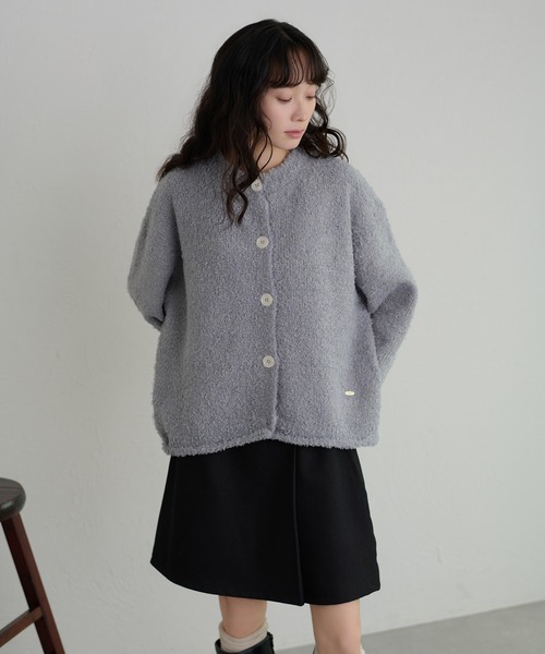 apres jour clair(アプレジュールクレア)の「【apres jour clair】ヒツジラメニットカーディガン(カーディガン/ボレロ・レディース・クリーム/ダークブラウン/ブルー系その他/ピンクベージュ・フリー/X-LARGE)」の8枚目の写真