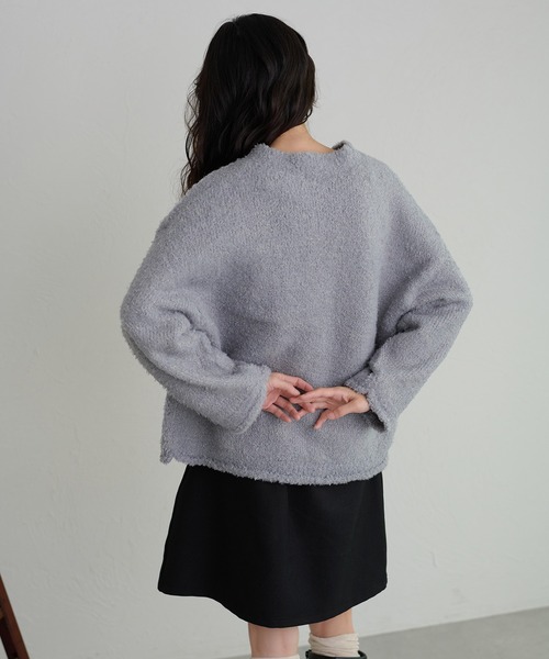 apres jour clair(アプレジュールクレア)の「【apres jour clair】ヒツジラメニットカーディガン(カーディガン/ボレロ・レディース・クリーム/ダークブラウン/ブルー系その他/ピンクベージュ・フリー/X-LARGE)」の11枚目の写真