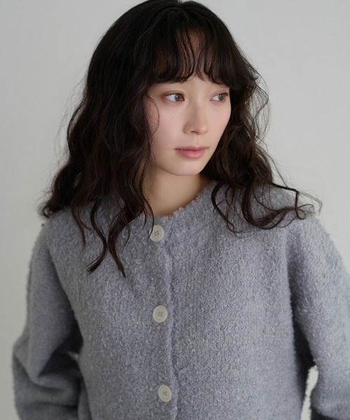 apres jour clair(アプレジュールクレア)の「【apres jour clair】ヒツジラメニットカーディガン(カーディガン/ボレロ・レディース・クリーム/ダークブラウン/ブルー系その他/ピンクベージュ・フリー/X-LARGE)」の13枚目の写真