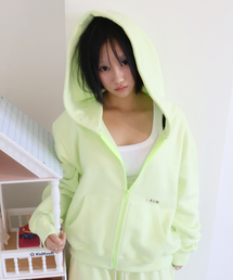 Macaroon Hood zip up_Lemon