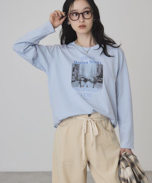AMERICAN HOLIC（アメリカンホリック）の「ベーシックアソートプリントロンT（Tシャツ/カットソー・レディース・アイボリー/サックスブルー/オフホワイト・M/L）」の3枚目の写真