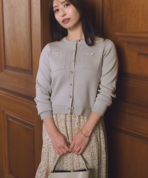 COHINA(コヒナ)の「スムースニットカーディガン 【低身長・小柄女性】(カーディガン/ボレロ・レディース・レッド/ブラック/ブラウン/グレー・ONE SIZE)」の1枚目の写真