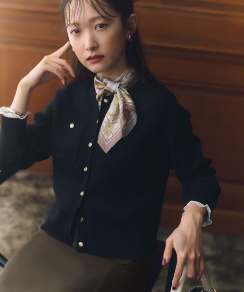 COHINA(コヒナ)の「スムースニットカーディガン 【低身長・小柄女性】(カーディガン/ボレロ・レディース・レッド/ブラック/ブラウン/グレー・ONE SIZE)」の2枚目の写真