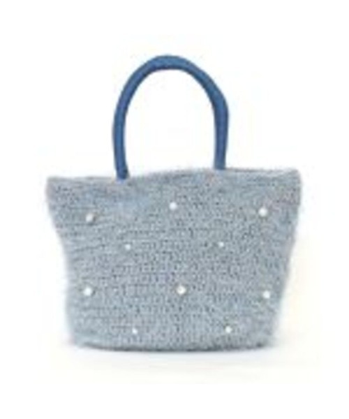 COOCO(クーコ)の「【es】【cooco】JSC パール付フェザーニットトートバッグ(トートバッグ・レディース・ブラック/グレイッシュベージュ/ベージュ/サックスブルー・FREE)」の7枚目の写真