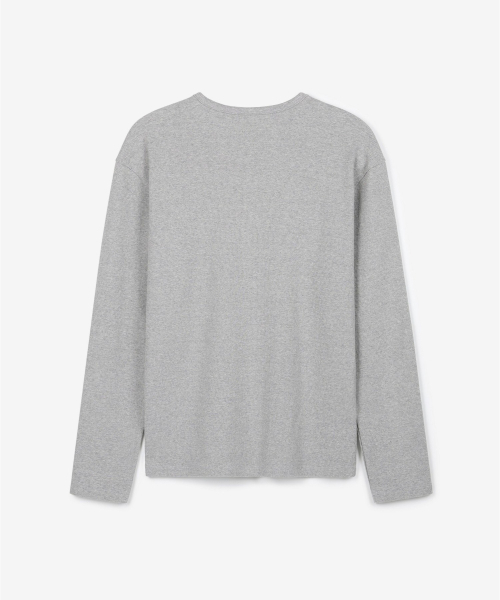 TNGT(ティーエヌジーティー)の「リブスリムフィット ヘンリーネック長袖(メランジグレー) TNTS6F102G2(Tシャツ/カットソー・メンズ・その他・100/105/110/95)」の3枚目の写真