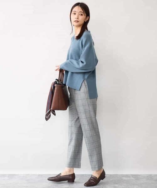 MK MICHEL KLEIN（エムケーミッシェルクラン）の「[両面起毛/洗える]グレンチェック柄テーパードパンツ（スラックス・レディース・グレー/ダークグレー・38）」の13枚目の写真