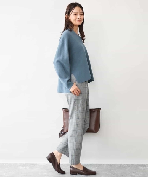 MK MICHEL KLEIN（エムケーミッシェルクラン）の「[両面起毛/洗える]グレンチェック柄テーパードパンツ（スラックス・レディース・グレー/ダークグレー・38）」の14枚目の写真