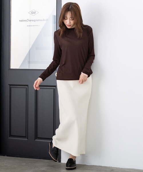 MAISONCOMFY (メゾンコンフィ)の「【コーデュロイスカート】裏フリースの暖かいナロースカート(スカート・レディース・ブラウン/ブラック/モカ/アイボリー・FREE)」の5枚目の写真