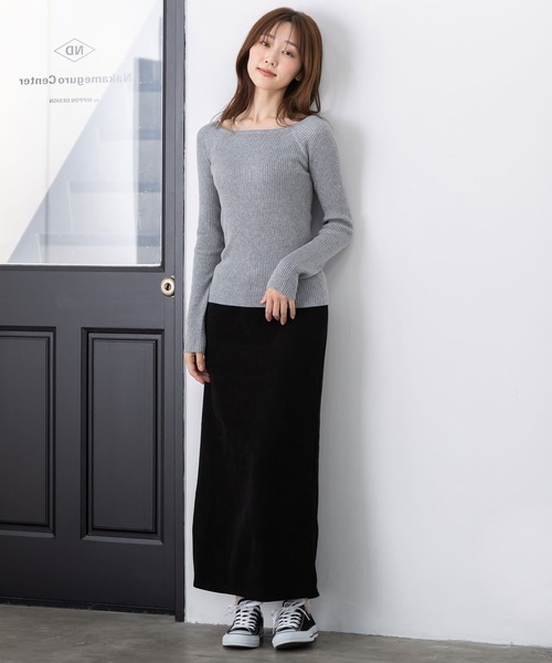 MAISONCOMFY (メゾンコンフィ)の「【コーデュロイスカート】裏フリースの暖かいナロースカート(スカート・レディース・ブラウン/ブラック/モカ/アイボリー・FREE)」の6枚目の写真