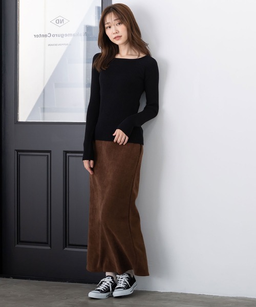 MAISONCOMFY (メゾンコンフィ)の「【コーデュロイスカート】裏フリースの暖かいナロースカート(スカート・レディース・ブラウン/ブラック/モカ/アイボリー・FREE)」の7枚目の写真