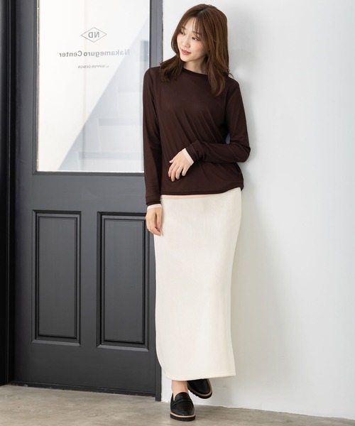 MAISONCOMFY (メゾンコンフィ)の「【コーデュロイスカート】裏フリースの暖かいナロースカート(スカート・レディース・ブラウン/ブラック/モカ/アイボリー・FREE)」の12枚目の写真
