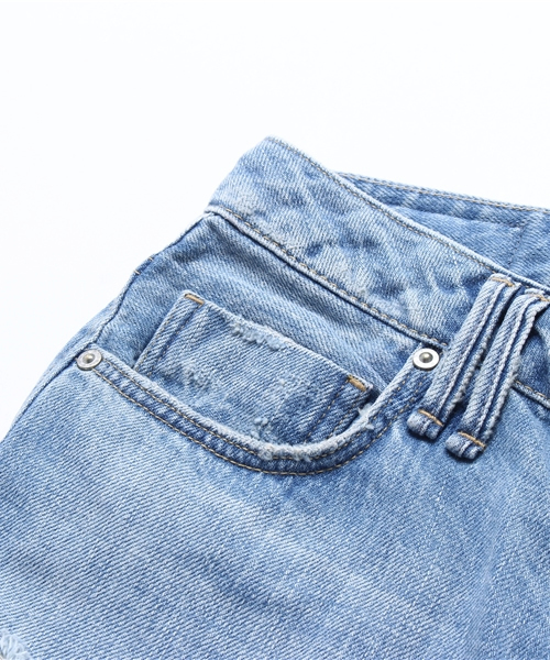 Moname(モナーム)の「【Moname(41161006)】CHARLOTTE TIGHT TAPERED <ダメージ>(デニムパンツ・レディース・インディゴブルー・9号/11号/7号)」の3枚目の写真
