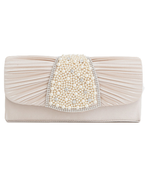 PourVous（プールヴー）の「パールビジュークラッチバッグ 同窓会 結婚式 オケージョン 二次会（クラッチバッグ・レディース・ブラック/ベージュ/シルバー・FREE）」の3枚目の写真