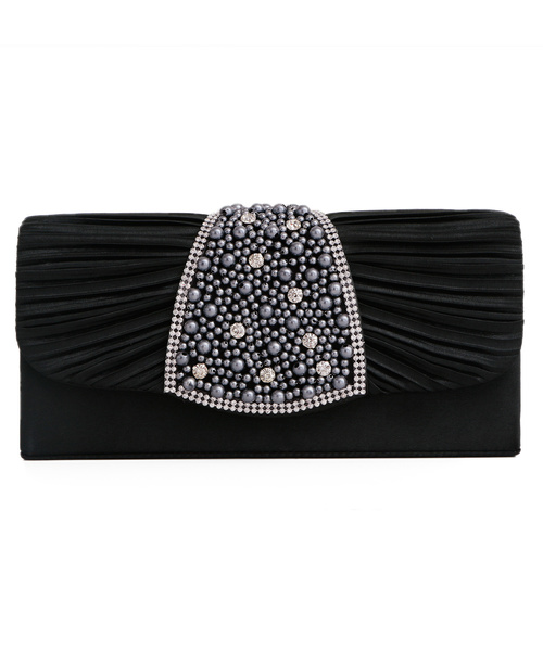 PourVous（プールヴー）の「パールビジュークラッチバッグ 同窓会 結婚式 オケージョン 二次会（クラッチバッグ・レディース・ブラック/ベージュ/シルバー・FREE）」の2枚目の写真