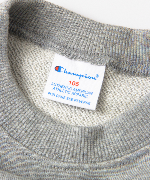 Champion（チャンピオン）の「Champion×DOORS　ロゴパッチワークプルオーバー（スウェット・キッズ・グレー/ネイビー・120/90/105/135）」の10枚目の写真