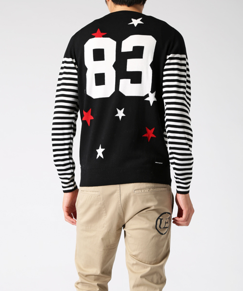 uniform experiment(ユニフォームエクスペリメント)の「STAR NUMBERING BORDER CREW NECK KNIT(ニット/セーター・メンズ・ブラック/グレー/ネイビー・1/3/2)」の7枚目の写真
