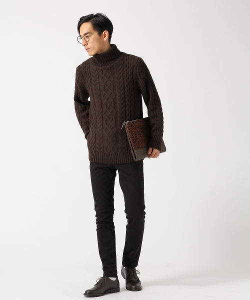 RAGEBLUE（レイジブルー）の「アルパカ混ケーブルニットタートル/729127（ニット/セーター・メンズ・ダークブラウン/ホワイト/ネイビー/グレー系その他/レッド・SMALL/MEDIUM/LARGE）」の11枚目の写真