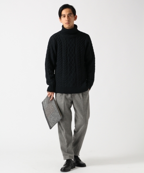 RAGEBLUE（レイジブルー）の「アルパカ混ケーブルニットタートル/729127（ニット/セーター・メンズ・ダークブラウン/ホワイト/ネイビー/グレー系その他/レッド・SMALL/MEDIUM/LARGE）」の12枚目の写真