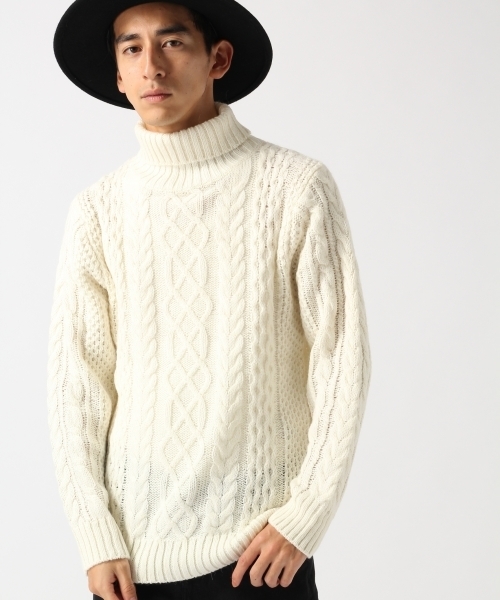 RAGEBLUE（レイジブルー）の「アルパカ混ケーブルニットタートル/729127（ニット/セーター・メンズ・ダークブラウン/ホワイト/ネイビー/グレー系その他/レッド・SMALL/MEDIUM/LARGE）」の21枚目の写真