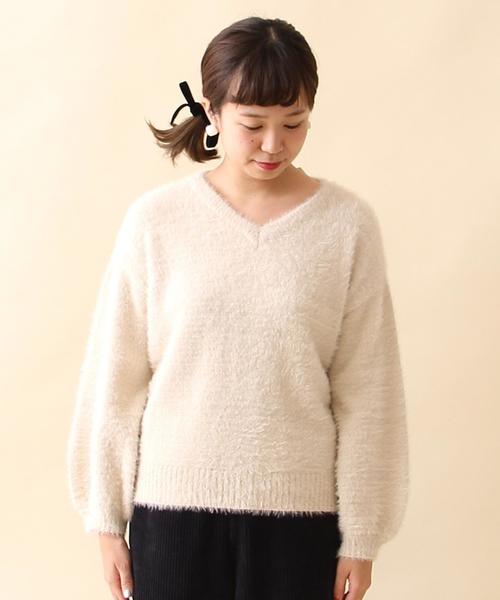 coen（コーエン）の「ラメシャギーVネックニット（ニット/セーター・レディース・ブラック/ベージュ・FREE）」の12枚目の写真