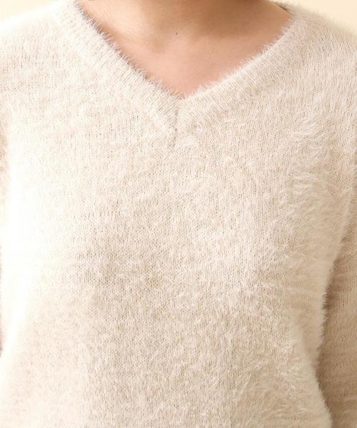 coen（コーエン）の「ラメシャギーVネックニット（ニット/セーター・レディース・ブラック/ベージュ・FREE）」の7枚目の写真