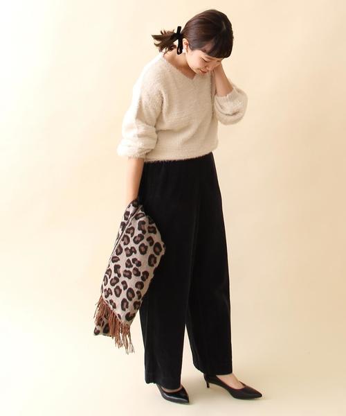 coen（コーエン）の「ラメシャギーVネックニット（ニット/セーター・レディース・ブラック/ベージュ・FREE）」の11枚目の写真