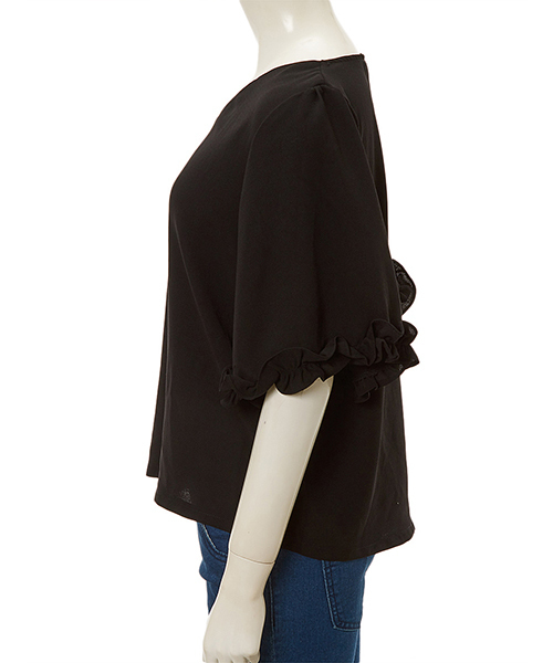 fifth(フィフス)の「Vネックフリルスリーブブラウス(シャツ/ブラウス・レディース・ブラック/モカ・MEDIUM)」の4枚目の写真