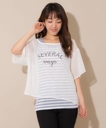 【MANGROVE SELECT】プリントロゴシフォンTシャツ×タンクトップアンサンブル/セットアップ