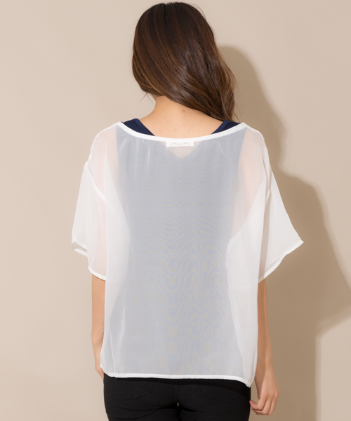 MANGROVE(マングローブ)の「【MANGROVE SELECT】プリントロゴシフォンTシャツ×タンクトップアンサンブル/セットアップ(Tシャツ/カットソー・レディース・ネイビー/グレー/グレー×ホワイト・FREE)」の8枚目の写真