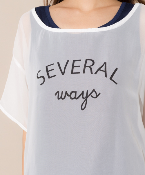 MANGROVE(マングローブ)の「【MANGROVE SELECT】プリントロゴシフォンTシャツ×タンクトップアンサンブル/セットアップ(Tシャツ/カットソー・レディース・ネイビー/グレー/グレー×ホワイト・FREE)」の9枚目の写真