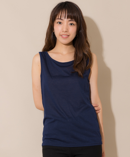 MANGROVE(マングローブ)の「【MANGROVE SELECT】プリントロゴシフォンTシャツ×タンクトップアンサンブル/セットアップ(Tシャツ/カットソー・レディース・ネイビー/グレー/グレー×ホワイト・FREE)」の6枚目の写真