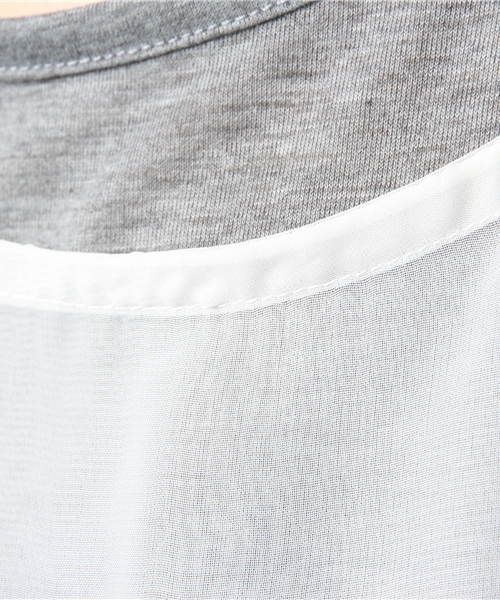 MANGROVE(マングローブ)の「【MANGROVE SELECT】プリントロゴシフォンTシャツ×タンクトップアンサンブル/セットアップ(Tシャツ/カットソー・レディース・ネイビー/グレー/グレー×ホワイト・FREE)」の4枚目の写真
