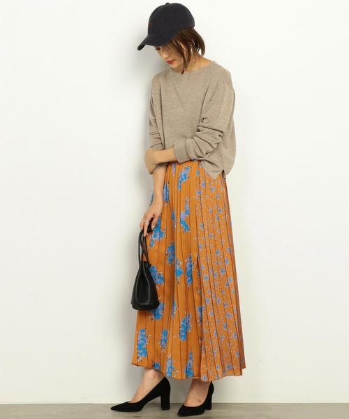 BEAUTY&YOUTH UNITED ARROWS(ビューティーアンドユースユナイテッドアローズ)の「BY∴ フラワーパッチプリーツロングスカート ◆(スカート・レディース・ネイビー/マスタード・FREE)」の3枚目の写真