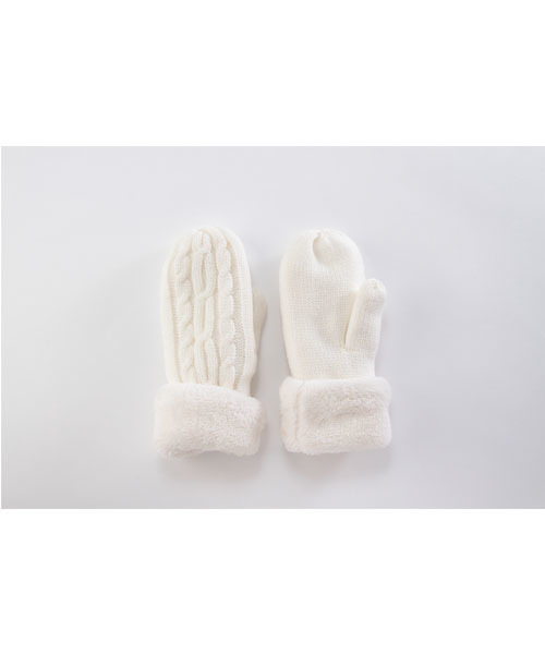 GlovesDEPO】ふわふわ二重ミトン 内部5本指総ボア 縄柄 手袋（手袋