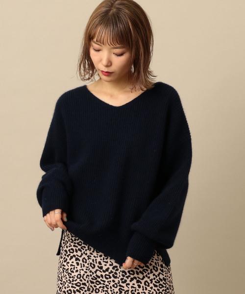 Another Edition（アナザーエディション）の「カタアゼVネックプルオーバー ◆（ニット/セーター・レディース・ライトブルー/ネイビー/オフホワイト/オレンジ・FREE）」の3枚目の写真