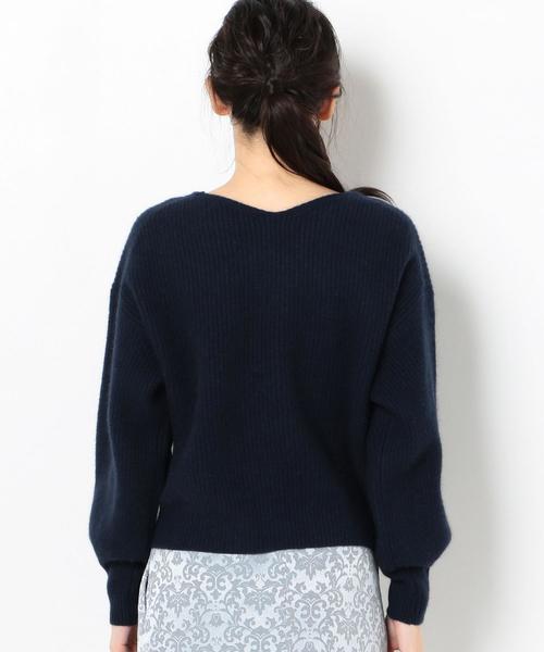 Another Edition（アナザーエディション）の「カタアゼVネックプルオーバー ◆（ニット/セーター・レディース・ライトブルー/ネイビー/オフホワイト/オレンジ・FREE）」の5枚目の写真