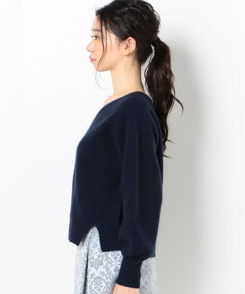 Another Edition（アナザーエディション）の「カタアゼVネックプルオーバー ◆（ニット/セーター・レディース・ライトブルー/ネイビー/オフホワイト/オレンジ・FREE）」の7枚目の写真