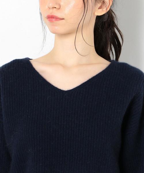 Another Edition（アナザーエディション）の「カタアゼVネックプルオーバー ◆（ニット/セーター・レディース・ライトブルー/ネイビー/オフホワイト/オレンジ・FREE）」の9枚目の写真