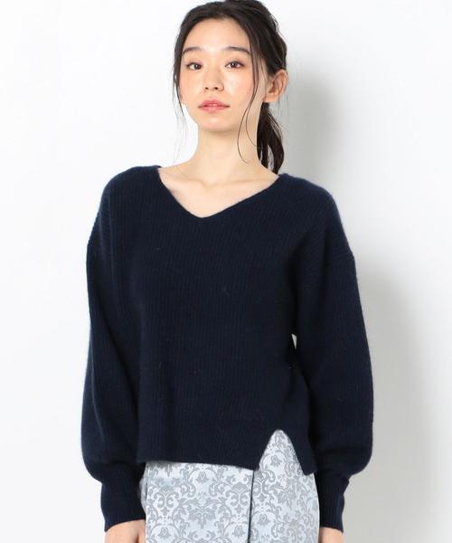 Another Edition（アナザーエディション）の「カタアゼVネックプルオーバー ◆（ニット/セーター・レディース・ライトブルー/ネイビー/オフホワイト/オレンジ・FREE）」の12枚目の写真