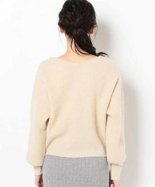 Another Edition（アナザーエディション）の「カタアゼVネックプルオーバー ◆（ニット/セーター・レディース・ライトブルー/ネイビー/オフホワイト/オレンジ・FREE）」の14枚目の写真