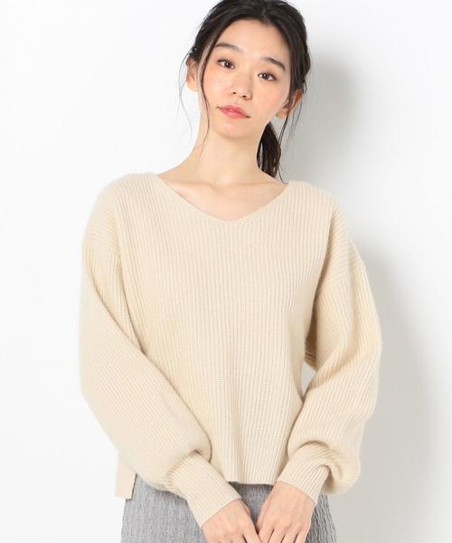 Another Edition（アナザーエディション）の「カタアゼVネックプルオーバー ◆（ニット/セーター・レディース・ライトブルー/ネイビー/オフホワイト/オレンジ・FREE）」の16枚目の写真