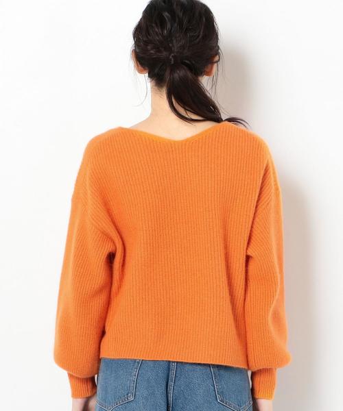 Another Edition（アナザーエディション）の「カタアゼVネックプルオーバー ◆（ニット/セーター・レディース・ライトブルー/ネイビー/オフホワイト/オレンジ・FREE）」の17枚目の写真