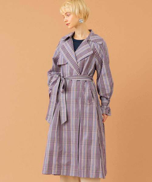 ユナイテッドトウキョウ ブラウン系チェック柄ロングコート UNITED