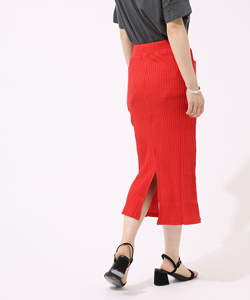 AZUL by moussy（アズールバイマウジー）の「テレコSK（スカート・レディース・ブラック/レッド/トップグレー・MEDIUM/SMALL）」の12枚目の写真