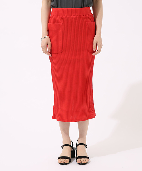 AZUL by moussy（アズールバイマウジー）の「テレコSK（スカート・レディース・ブラック/レッド/トップグレー・MEDIUM/SMALL）」の15枚目の写真