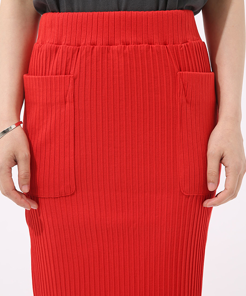 AZUL by moussy（アズールバイマウジー）の「テレコSK（スカート・レディース・ブラック/レッド/トップグレー・MEDIUM/SMALL）」の18枚目の写真