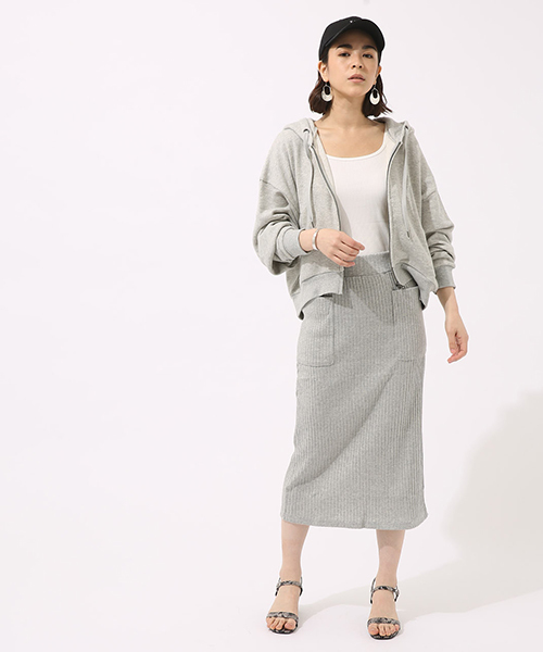 AZUL by moussy（アズールバイマウジー）の「テレコSK（スカート・レディース・ブラック/レッド/トップグレー・MEDIUM/SMALL）」の21枚目の写真