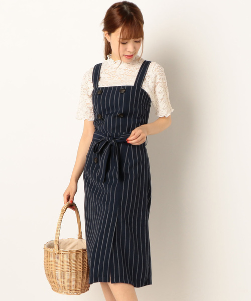 archives(アルシーヴ)の「ストライプトレンチワンピース(ワンピース・レディース・ベージュ/ネイビー/キャメル・MEDIUM)」の3枚目の写真