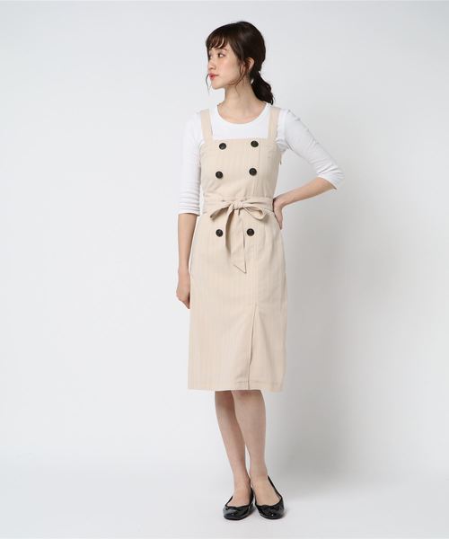 archives(アルシーヴ)の「ストライプトレンチワンピース(ワンピース・レディース・ベージュ/ネイビー/キャメル・MEDIUM)」の11枚目の写真